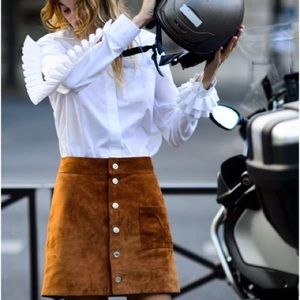 button down suede skirt